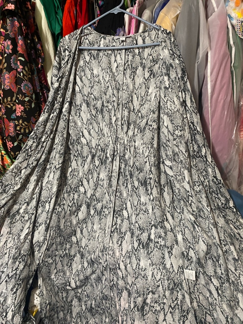 FAVLUX Black & White Snake-Print Maxi Skirt